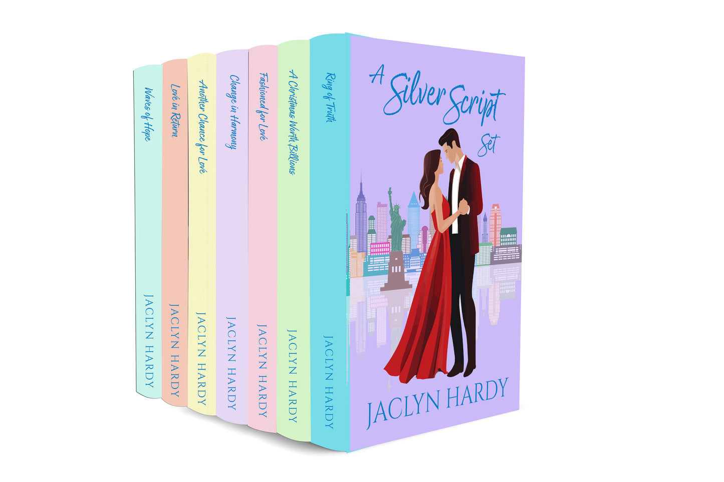 Set of books titled 'A Silver Script' by Jaclyn Hardy on a white background